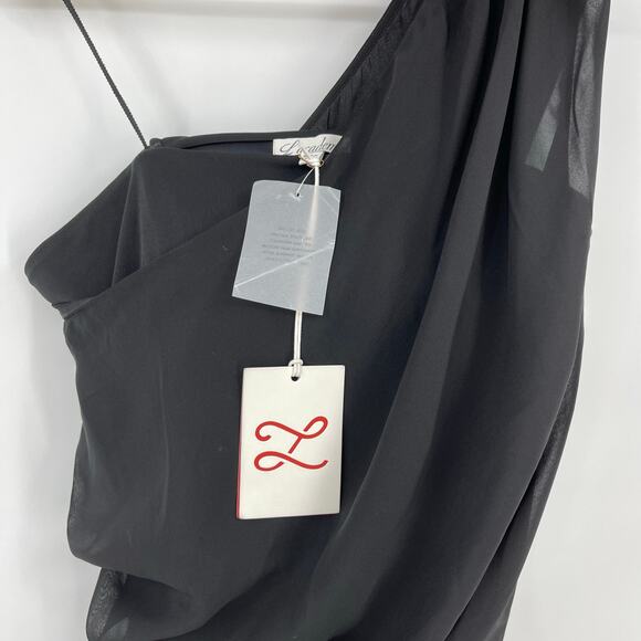 L'Academie by Marianna | NWT Morgane Gown Black Asymmetric One Shoulder Maxi L - Picture 5 of 16